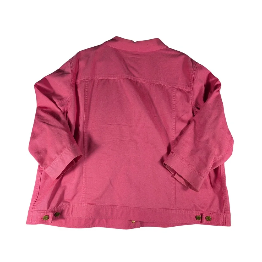Lauren Jeans Co Ralph Lauren Pink Denim Trucker Jacket 3/4 Sleeve Women's 3XL - Picture 8 of 10